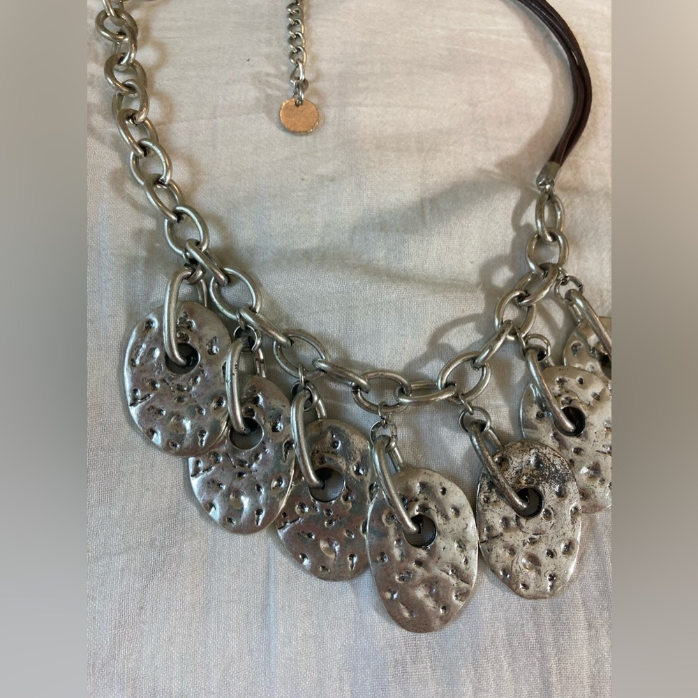 Hammered Brutalist Design Statement Necklace - image 8